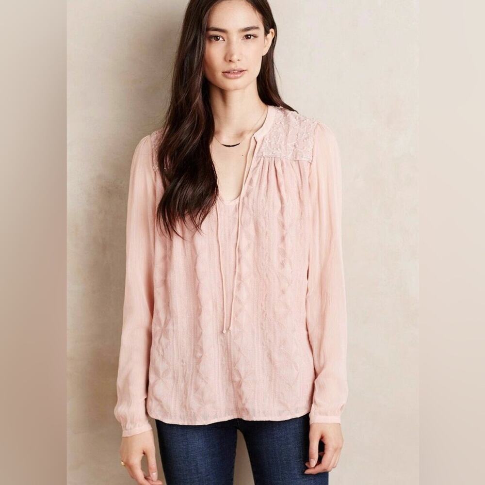 Anthropologie Tiny Blush Pink Peasant Blouse